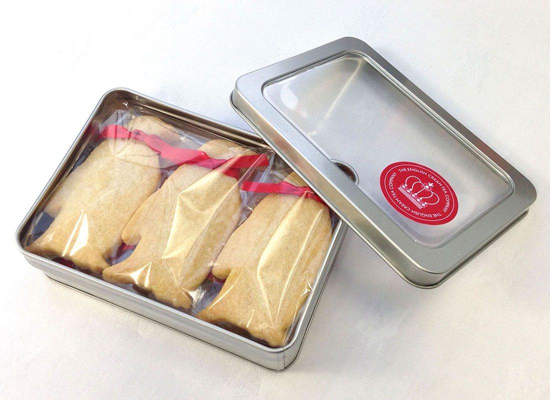 Gift tin of shortbread penguins, posted UK wide by The English Cream Tea Company